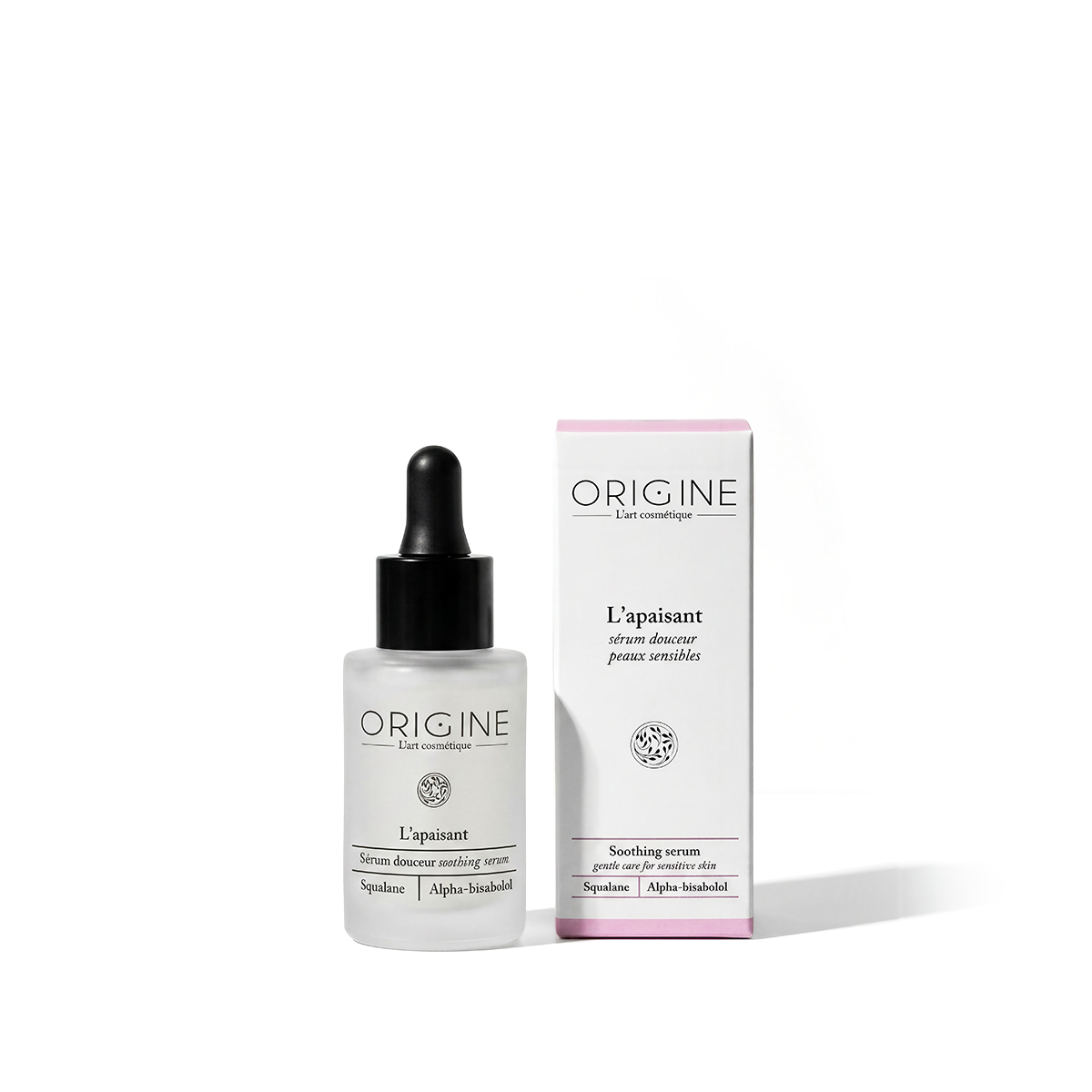 Flacon compte-gouttes du sérum L'Apaisant 30 ml, gamme Les Synergies Origine