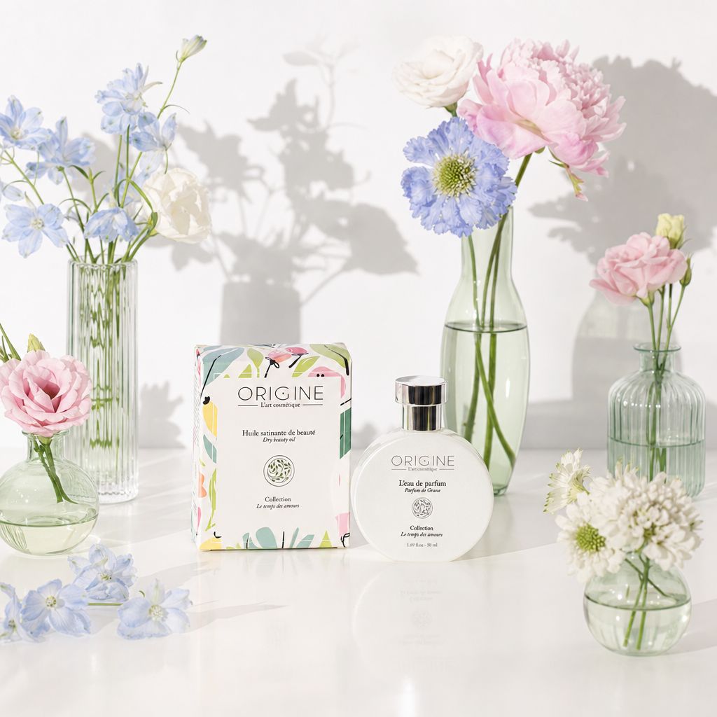 Produits parfumés Origine présentés ensemble