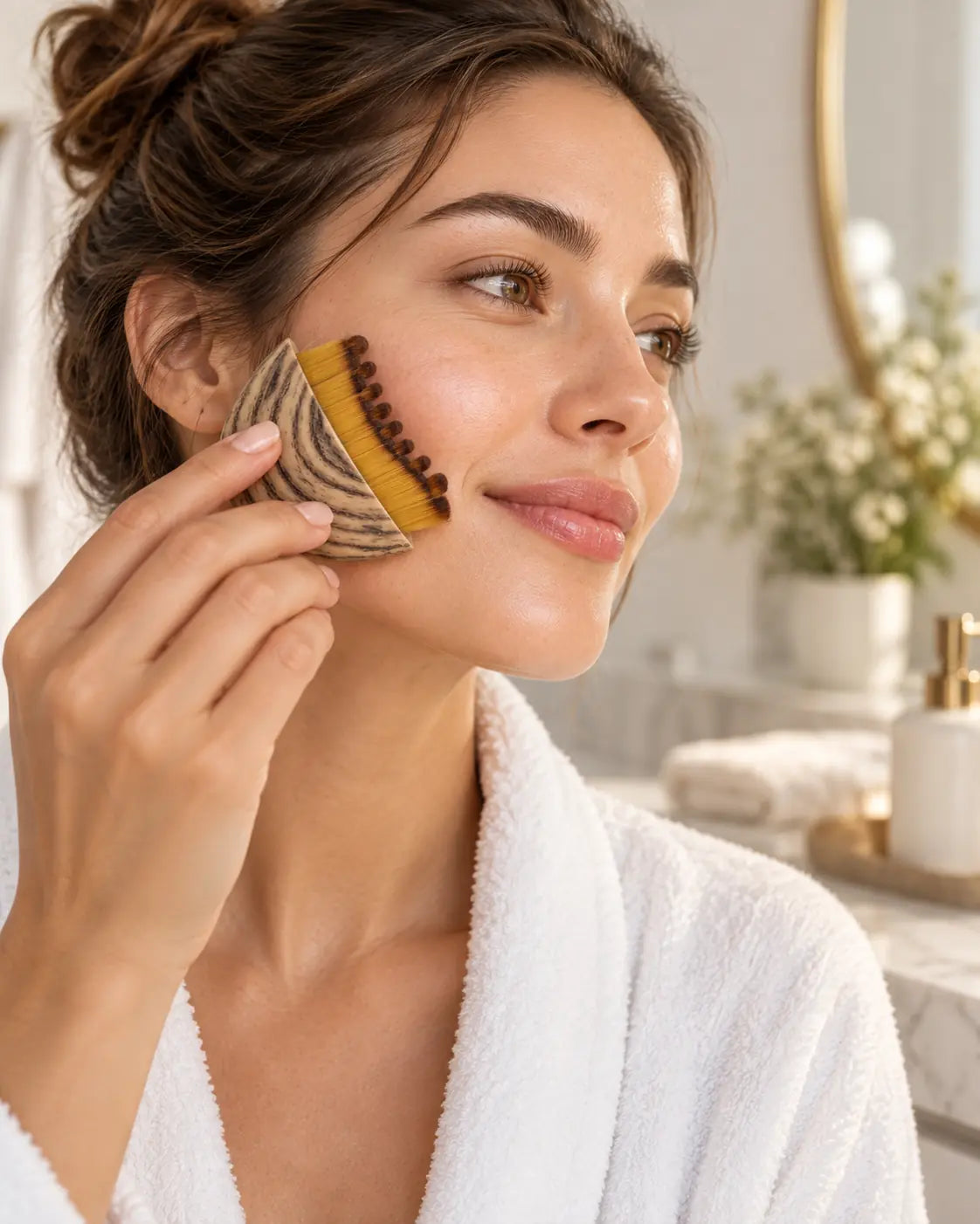 Utilisation de la Brosse Lymphatique Origine sur le visage