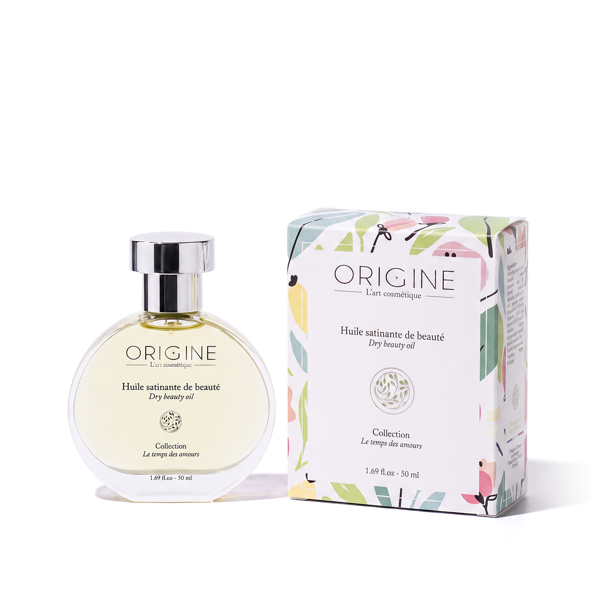 Flacon d'huile satinante Le Temps des Amours 50 ml, collection Signature Origine